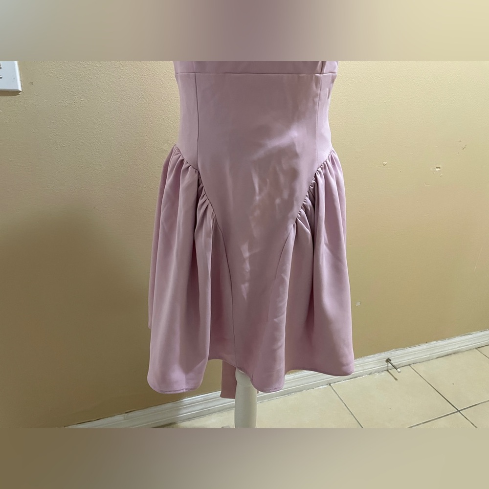 Finesse Pink Emi Bow Mini Dress Women’s Size 1X Sleeveless Tie Party Zip Back - Picture 6 of 16